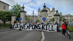 Pro Palestine supporters blockading Cardiff University Main Building, Cardiff, 28th May 2025